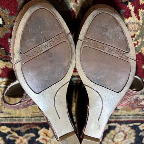 Nine West Snakeskin Print Sandals Size 6 1/2 M - Picture 4 of 4